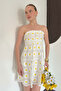 Embroidered Daisy Cream Strapless Dress - 3