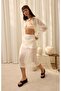 Sorcha Ecru Transparent Shirt Skirt Suit - 3