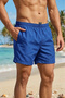 Men's Swim Shorts with Pockets, Cotton Polyester, Water Repellent, Non-Irritating Lining, Cobalt Blue K236