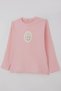 Girls' Long Sleeve T-Shirt Vintage Lace with Bow Appliqué, Ages 5-10, Pink - 6