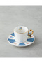 Nostalgia Porcelain 4 Piece Coffee Cup Set for 2 Persons 90 ml Blue-Yellow - 4