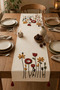 100% Cotton Linen Bohemian Punch Embroidered Table Runner – 40X 130 Elegant and Natural Tablecloth - 5
