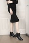 Women's Black Zippered Thick Heeled Genuine Leather Boots - 3