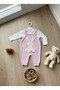 Rabbit Motif Pompom Knitwear Baby Salopet Jumpsuit / Gift Set with Combed Cotton Bodysuit