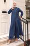 Snap Detailed Denim Suit Dark Blue 19262