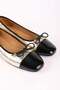 Women's Genuine Leather Bowknot Flat Shoes Black - Gold - 4