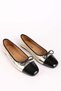 Women's Genuine Leather Bowknot Flat Shoes Black - Gold - 2