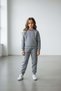 Girl's Gray Melange Color Long Sleeve Tracksuit Set with Elastic Cuffs - 40003