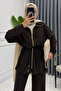 Oversize Zippered Lace-Up Waist Modal Women's Suit 3184 Brown - Special Series - 2