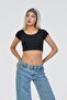 Lycra Camisole Round Neck Women's Crop Top - Black