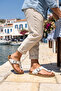 White Leather Men's Flip Flops 01Mu4733 - 2
