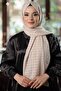 Beige Patterned Shawl Chiffon Fabric Checked Striped 202107_12