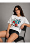 Floral Printed Rhinestone T-shirt - 2