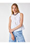 Cotton Sleeveless Round Neck Peplum Cut Bow Poplin Blouse - 3