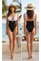 Deep Decolletage Detailed Corseted Swimsuit Black 241136 - 5