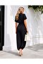 Black Shirt Collar Buttoned Aerobin Fabric Overalls 582402 - 4