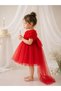 Baby Girl,Child Red Dress Short Sleeve Bowknot Birthday,Party Wedding,Special Occasion, Lined