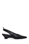 Women's Black Open-Back Heeled Leather Shoes 26Pfd202618