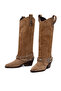 Women's Beige Thick Heeled Suede Leather Cowboy Boots 26Pfd207610 - 5