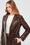 Rhoda Women's Brown Fur Leather Trench Coat 20Wge5886Nc - 7