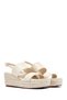 Women's Beige Ankle Buckle Wedge Heeled Shoes Espadrille Sandals 25Sfe482118 - 3