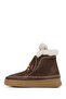 Women's Brown Lace-Up Thick Soled Suede Leather Teddy Boots 25Wfd205310 - 2