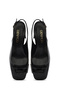 Women's Black Ankle Buckle Open Back Short Thick Heeled Patent Leather Shoes 25Sfd182616 - 8
