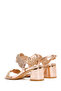 Women's Pink Braided Thick Short Heeled Sandals 26Sfd441014 - 7