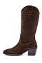 Women's Brown Thick Heeled Suede Leather Cowboy Boots 25Wfd140510 - 3