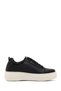 Women's Black Lace-Up Thick Sole Sports Shoes, Genuine Leather Sneaker 25Afd290218