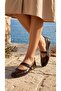 Women's Brown Drop Buckle Patent Leather Ballerinas 1cm Bynddam01 - 2