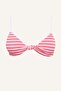 Regular Fit Wrinkled Textured Striped Pink Bikini Top G7027Ax26Sm - 6