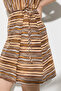 Striped Cotton Skirted Shirt Dress - Brown - 7