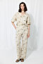 Trace Collection Eco Print Cotton Linen Trousers - Stone