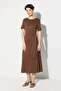 Modal Knitted Midi Dress with Tie Detail - Brown