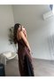 Coffee Lace Satin Dress - 4