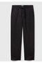 Men's Black 100% Linen Waist Drawstring Trousers - 2
