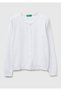 Women's white 100% cotton buttoned round neck cardigan