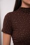 Women's T-Shirt Short Sleeve Stoned Draped Sandy Fabric Short Stylish Blouse - 3