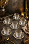 Glass Hammer Series Frosted Glass Gilt Coffee Cup Set for 6 Persons 90ml - 2