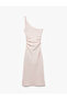 Bürümcük One Shoulder Sleeveless Tie Detail Slim Fit Draped Long Dress - 4