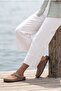 Women's Genuine Leather Closed Front Eva Sole Cross-Strapped Daily Suede Sabo Slippers Menifa Camel Suede - 4