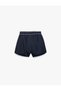 Elastic Waist Label Printed Striped Mini Sports Shorts - 4