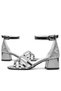 Belle Platinum Thick Heeled Girls' Evening Dress Shoes - 7