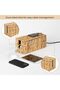 YelaJoy Woven Rattan Cable Management Box,2-Slot Cord Organizer for Power Strips and Cords - 3