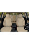 Car Seat Cover Galaxy Serie Linen Fabric Front and Back Set Beige Leather Pocket - 2