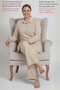 Plus Size Summer Loose Fit Mother's Two-Piece Set with Stone Detail - Light Strawberry Fabric Shirt and Wide-Leg Pants Set - 7