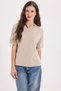 Women's Relax Fit Comfortable Cut 100% Cotton Crew Neck Beige T-Shirt - 5