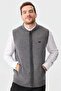 Men's Judge Collar Pique Jacquard Zippered Wool Vest Smoked - 5
