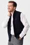 Men's Hakim Collar Pique Jacquard Zippered Wool Vest Dark Blue - 8